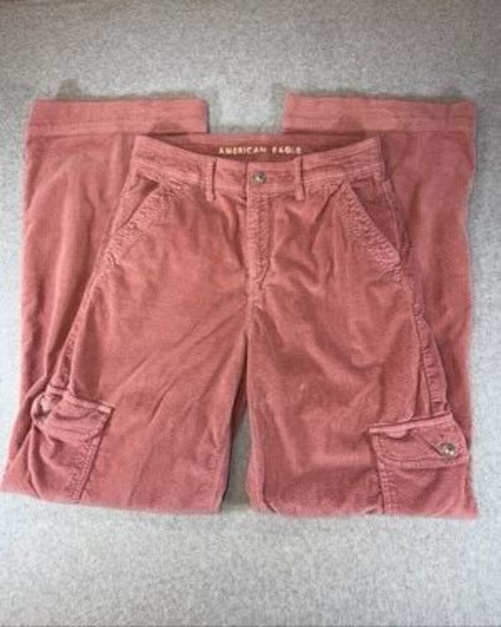 American Eagle Super High Rise Baggy Cargo Corduroy Wide Leg Pants Size 2